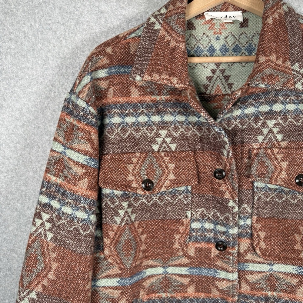 Heyday Aztec Jacket Mens Small Button Front Shacket - Picture 2 of 8
